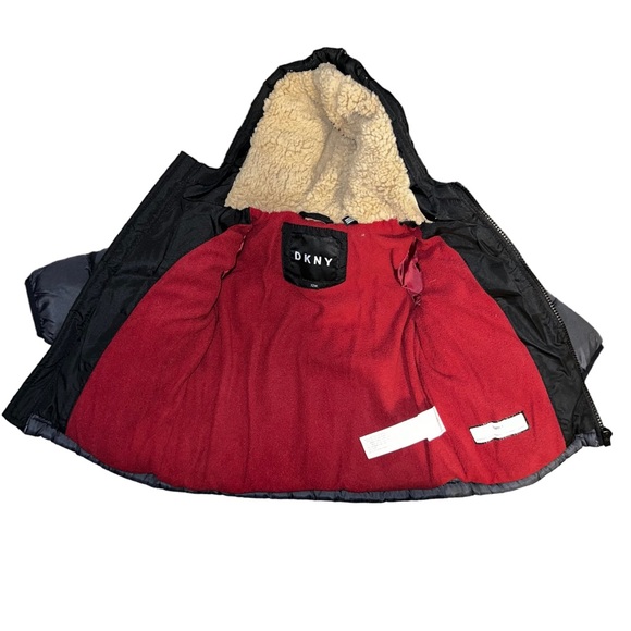 Baby Boys' Puffer Jacket By DKNY | Black/Gray| Size: 12M - Picture 3 of 4